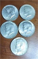 Group of 5 40 percent silver Kennedy half dollars