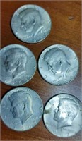 Group of 5 40 percent silver Kenedy half dollars