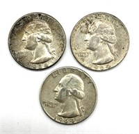 (3) 1964 Washington Quarters