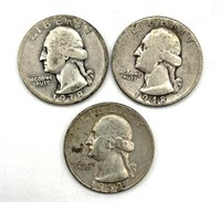1938, 1948, and 1952 Washington Quarters