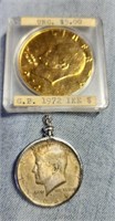 1969 40 percent silver Kennedy half & 1972 gold