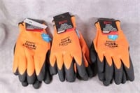 3 pr Waterproof Thermal latex coated Gloves - L
