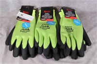 3 pr Waterproof Thermal latex coated Gloves - L