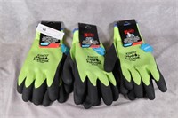 3 pr Waterproof Thermal latex coated Gloves - XL