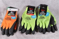 3 pr Waterproof Thermal latex coated Gloves - asst