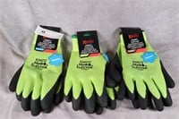 3 pr Waterproof Thermal latex coated Gloves - ast