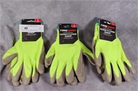 3 pr TrueGrip Latex Coated Honeycomb Grip Gloves-L