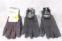 3 pair Dotted Jersey Knit Gloves - L