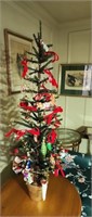 Christmas tree with glass ornaments. Approx 36