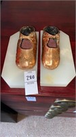 Bronzed baby shoes bookends