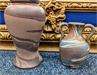 Brown Swirl Niloak Vase & Ozark Pottery Vase
