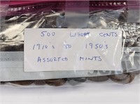 500 Wheat Cents Teens-Fifties P, D and S Mint