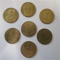 1992 Shell's Presidential Coin Game 7 pc
