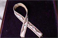 Vintage Indian Beadwork Strip, 19"x1", on Fabric