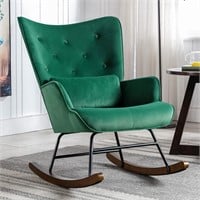YOUTHUP Velvet Rocking Chair  Dark Green