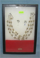 1950'S glass beaded necklace and earring set