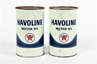 2 TEXACO HAVOLINE MOTOR OIL IMP QT CANS