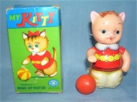 Windup mechanical tin "My Kitty" toy