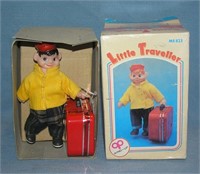 Great tin windup mechanical Little Traveler toy