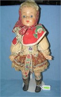 Antique fully dressed composition German doll