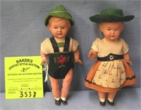 Pair of early celluloid Bavarian dolls