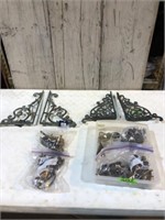 Cast iron decor, 1 with tags and misc. handles