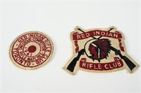 2 RED INDIAN RIFLE CLUB PATCHES