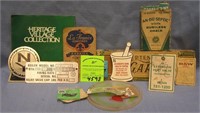 Advertising collectibles including early boiler pl