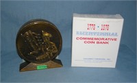 Bicentennial bronze color hard plastic coin bank w