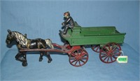 Horse drawn cast iron farm wagon by Kenton Toys