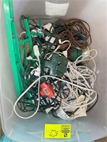 CLEAR TOTE WITH EXTENSION CORDS AND ASSORTED LIGHT