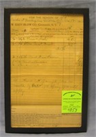 Antique invoice from the W. Eddy Plow Company