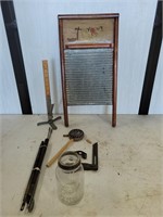 Antique wash board and misc.