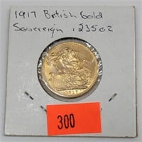 1917 British Gold Sovereign Coin .235oz.