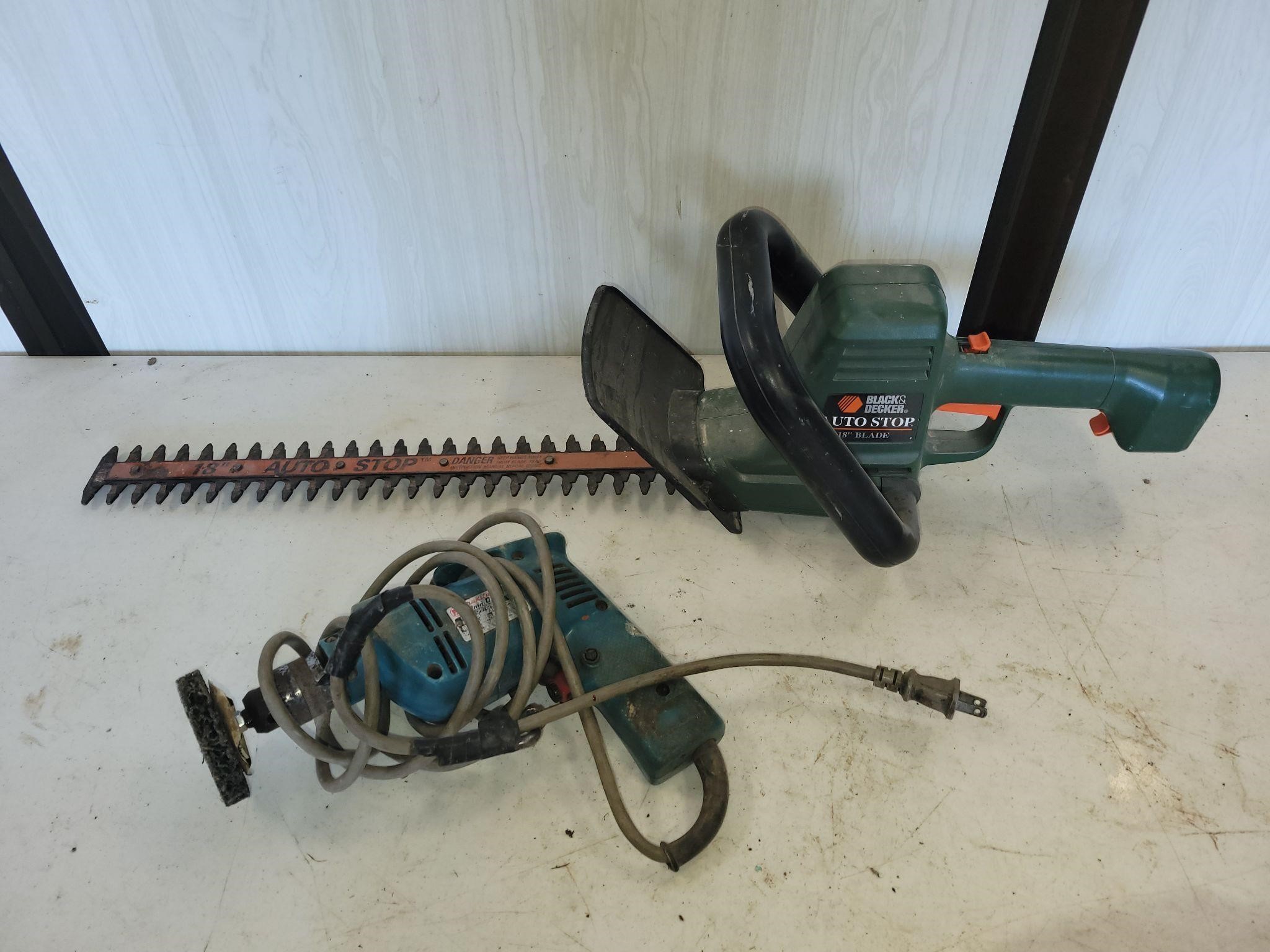 Black and decker hedge trimmer and makita drill