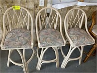 GROUP OF 3 BAR STOOLS 30 IN SEAT HEIGHT RATTAN STY