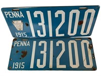 Pair of Pennsylvania 1915 Porcelain License Plates