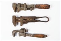 3 ANTIQUE ADJUSTABLE WRENCHES