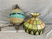 Fiberglass Hanging Lamp & Stain Glass Shade