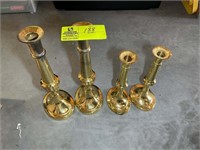 2 PAIR OF HAMPTON BRASS CANDLESTICK HOLDERS, 10 IN