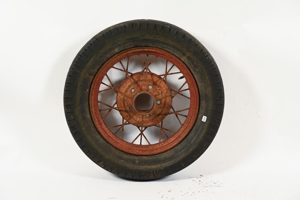 ANTIQUE SPOKED RIM WITH  GOODYEAR TIRE