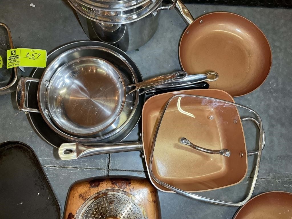 ASSORTED GROUP OF POTS AND PANS