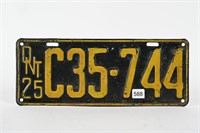 1925 ONTARIO LICENSE PLATE