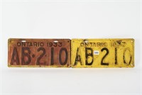 PAIR OF 1933 ONTARIO LICENSE PLATES