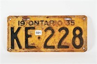 1935 ONTARIO LICENSE PLATE