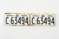 PAIR OF 1956 ONTARIO LICENSE PLATES