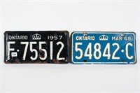 1957 AND 1968 ONTARIO LICENSE PLATES