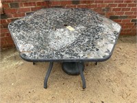 BLACK 6 SIDED GLASS TOP PATIO TABLE