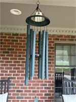 WIND CHIME AND SMALL WICKER TABLE, BLACK, PLASTIC