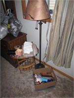 floor lamp,end table & box of misc items
